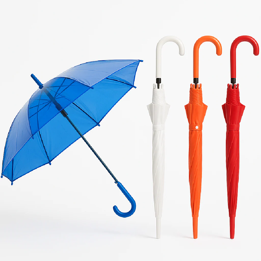 Kit 4 Ombrelli Trasparenti Automatici PVC Antivento Manico Curvo 8 Stecche Fibra di Vetro