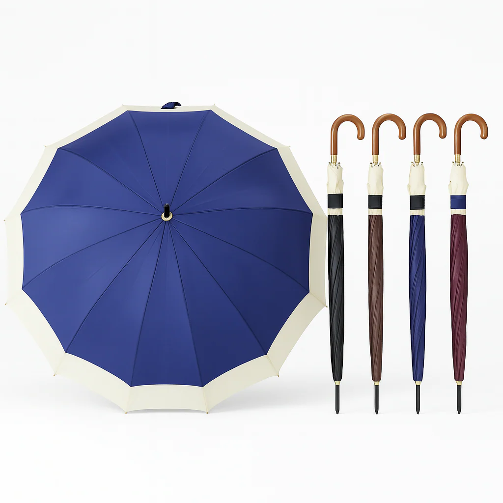 Kit 4 Ombrelli Grandi Automatici Antivento Uomo Donna 12 Stecche Fibra di Vetro - immagine 2