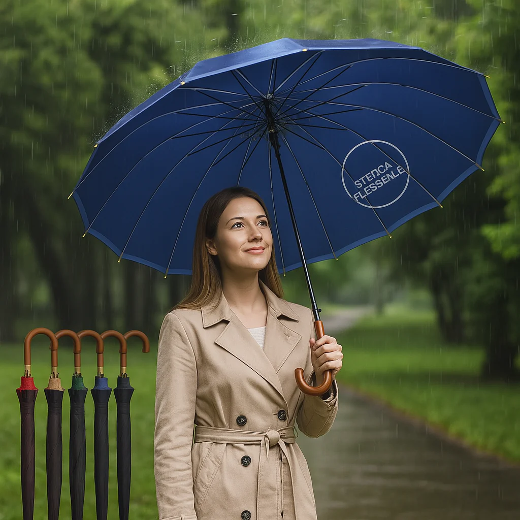 Kit 4 Ombrelli Grandi Automatici Antivento Uomo Donna 16 Stecche Fibra di Vetro - immagine 8