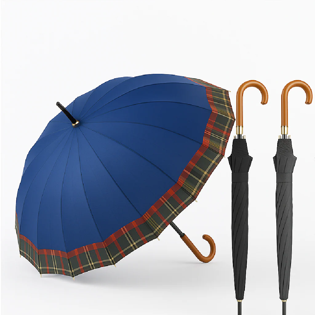 Kit 4 Ombrelli Grandi Automatici Antivento Uomo Donna 16 Stecche Fibra di Vetro - immagine 7