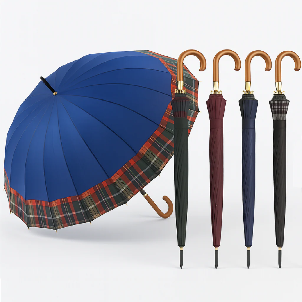 Kit 4 Ombrelli Grandi Automatici Antivento Uomo Donna 16 Stecche Fibra di Vetro - immagine 2