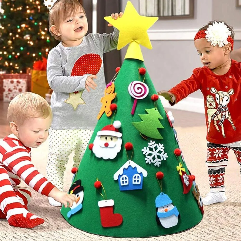 Albero di Natale Giocattolo in Feltro per Bambini 70 cm con 15 Addobbi Natalizi - immagine 5