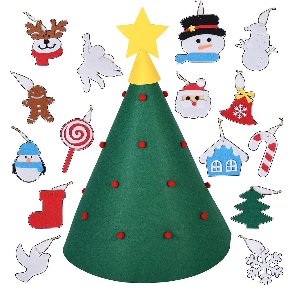 Albero di Natale Giocattolo in Feltro per Bambini 70 cm con 15 Addobbi Natalizi - immagine 6