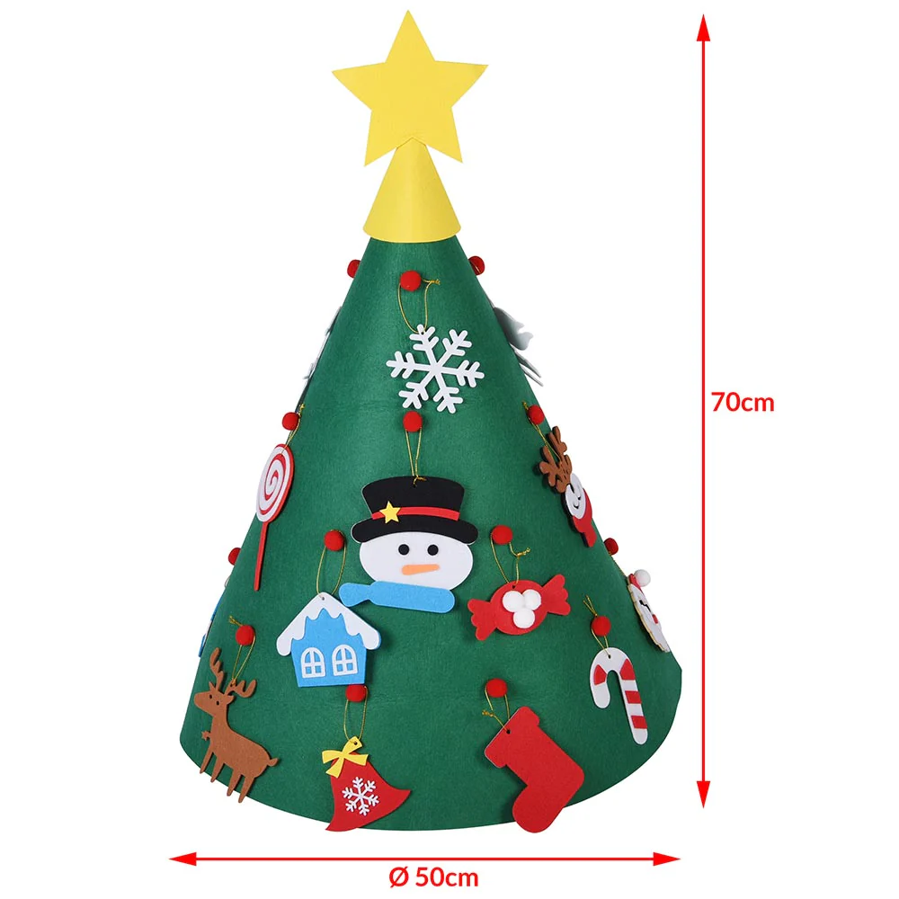 Albero di Natale Giocattolo in Feltro per Bambini 70 cm con 15 Addobbi Natalizi - immagine 4