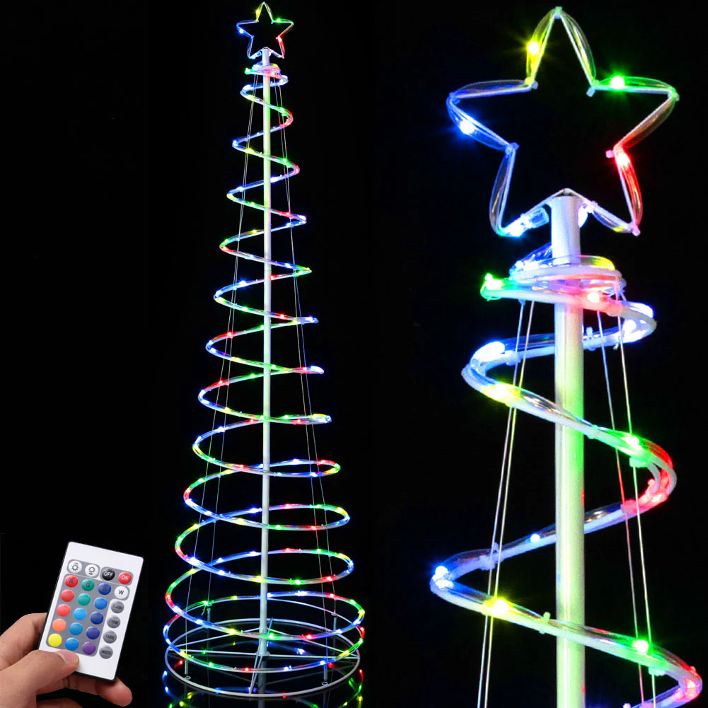 Albero di Natale Luminoso 180cm a Spirale con 135 luci Led Rgb e Telecomando - immagine 6