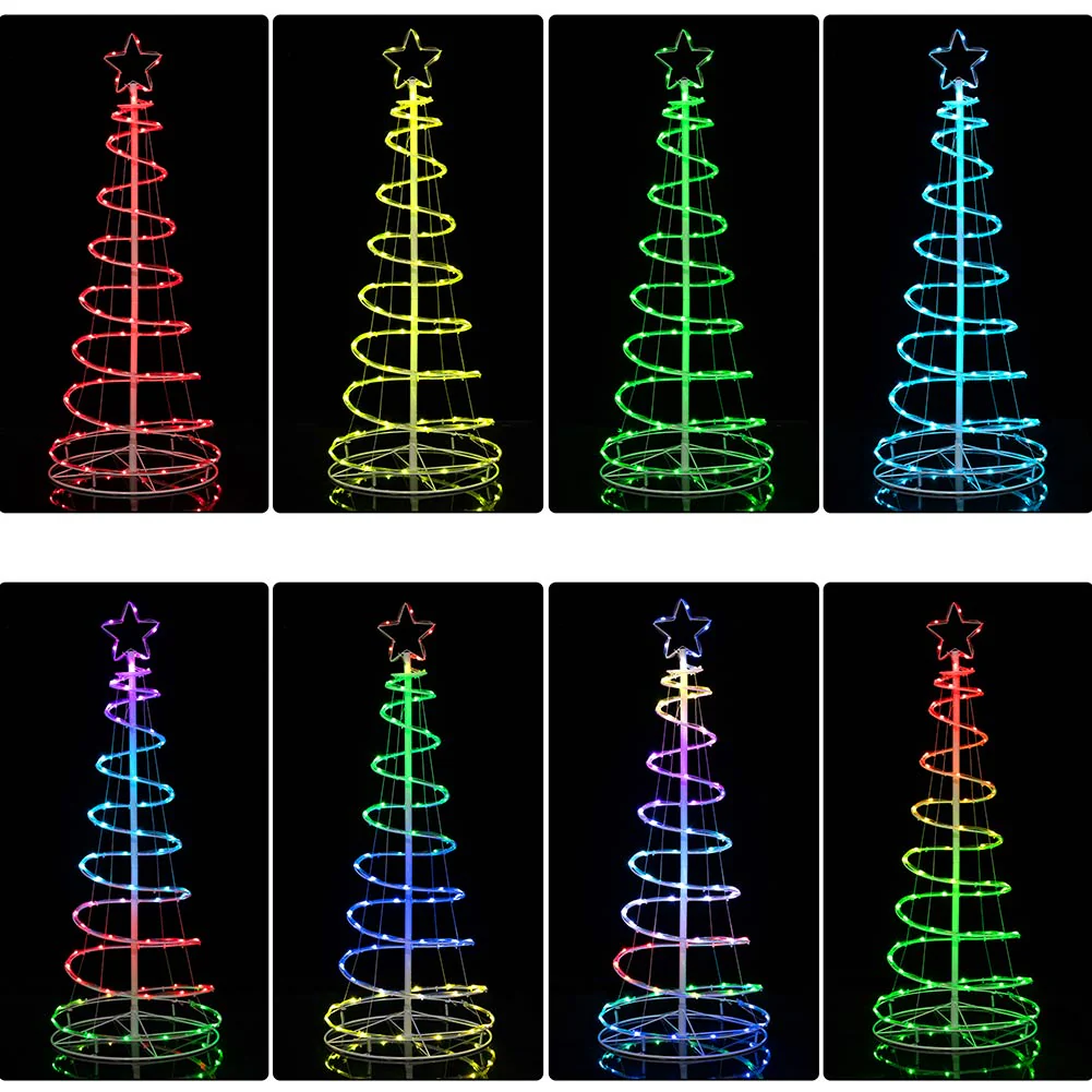 Albero di Natale Luminoso 180cm a Spirale con 135 luci Led Rgb e Telecomando - immagine 4