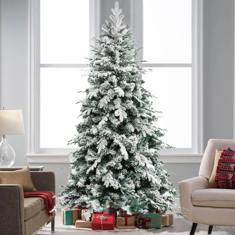 Albero di Natale Innevato 180 cm Folto Realistico 706 Punte PE PVC Base Metallo - immagine 3
