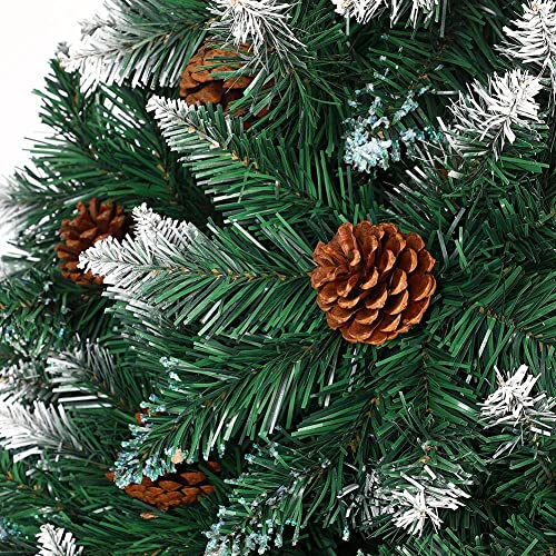 Albero di Natale Innevato 250cm Folto con Pigne 1600 Rami Base Legno Massello - immagine 3
