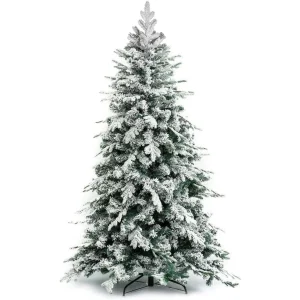 Albero di Natale Innevato 180 cm Folto Realistico 706 Punte PE PVC Base Metallo