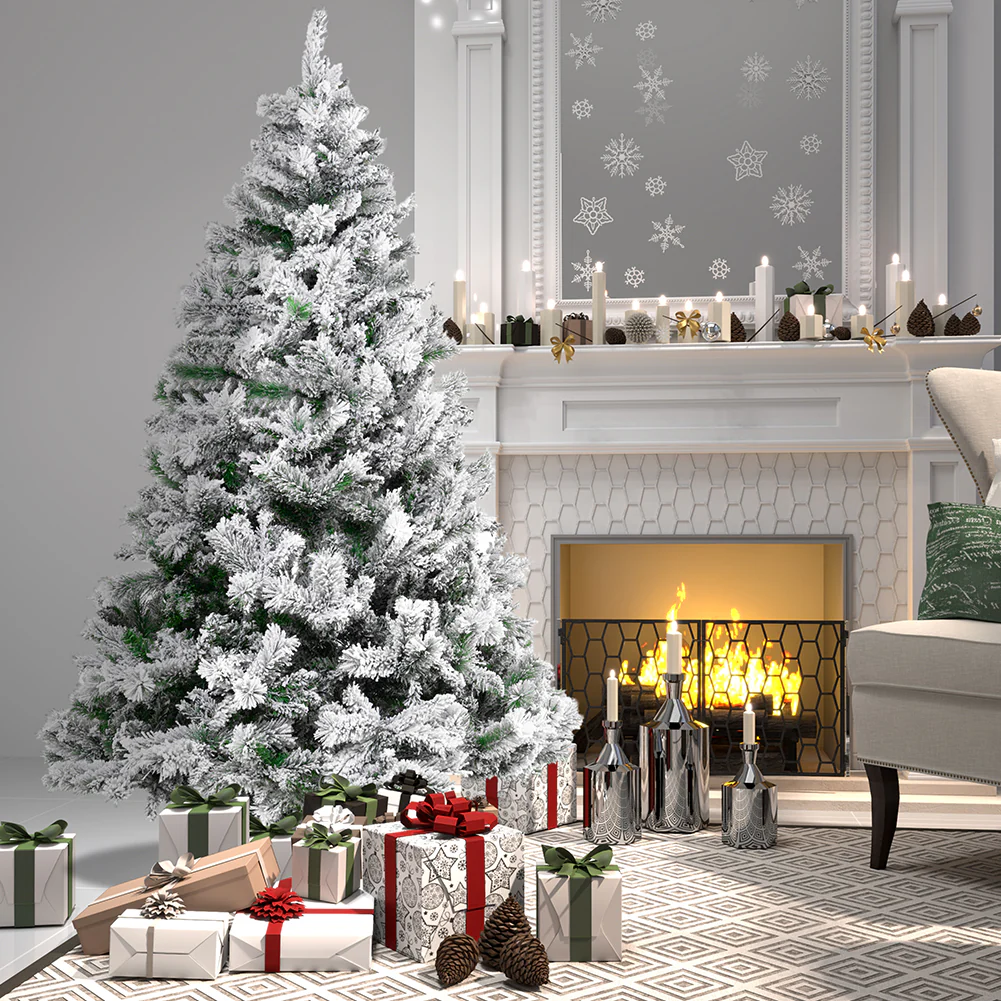 Albero di Natale Innevato Bianco Foltissimo 150cm 550 Rami Pvc Ignifugo - immagine 4