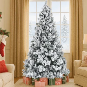 Albero di Natale Innevato Bianco Foltissimo 210cm 1420 Rami Pvc Ignifugo