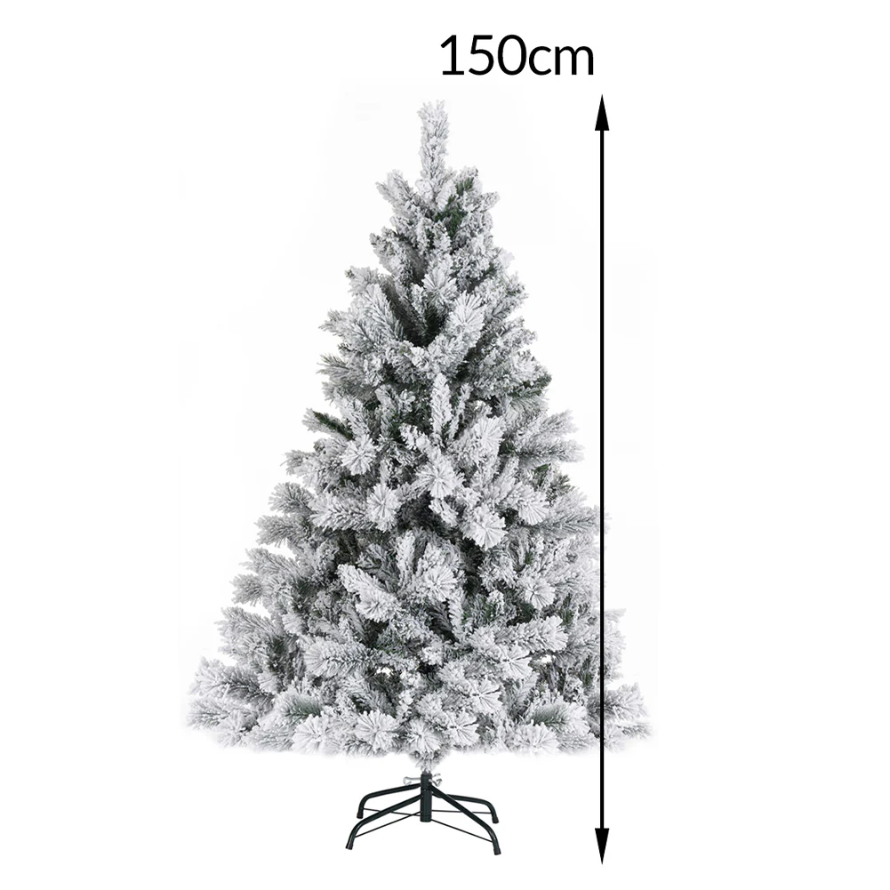 Albero di Natale Innevato Bianco Foltissimo 150cm 550 Rami Pvc Ignifugo - immagine 5
