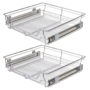 2pz Cassetto Telescopico Cucina 60cm Cestello Acciaio Estraibile Organizer Salvaspazio