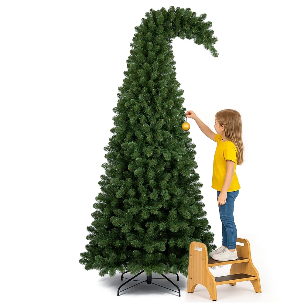 Albero di Natale Verde Punta Ricurva 210cm Artificiale 1100 Punte Pvc Ignifugo - immagine 6