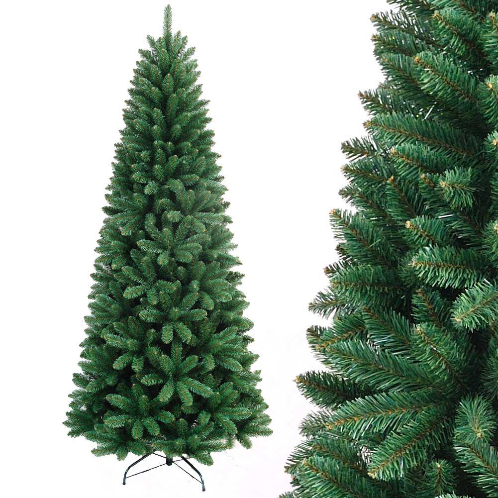 Albero di Natale Slim Pino Verde 180cm Artificiale 625 Rami Pvc Ignifugo Salvaspazio - immagine 4