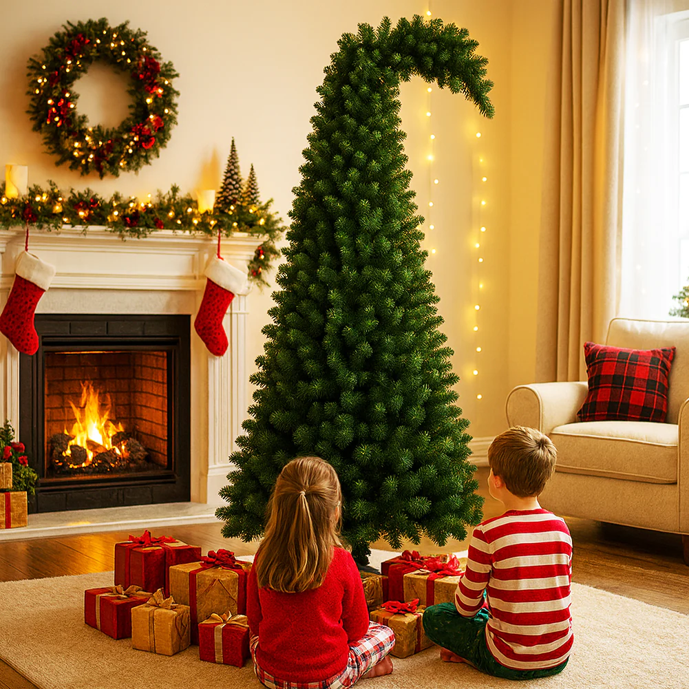 Albero di Natale Verde Punta Ricurva 210cm Artificiale 1100 Punte Pvc Ignifugo - immagine 3