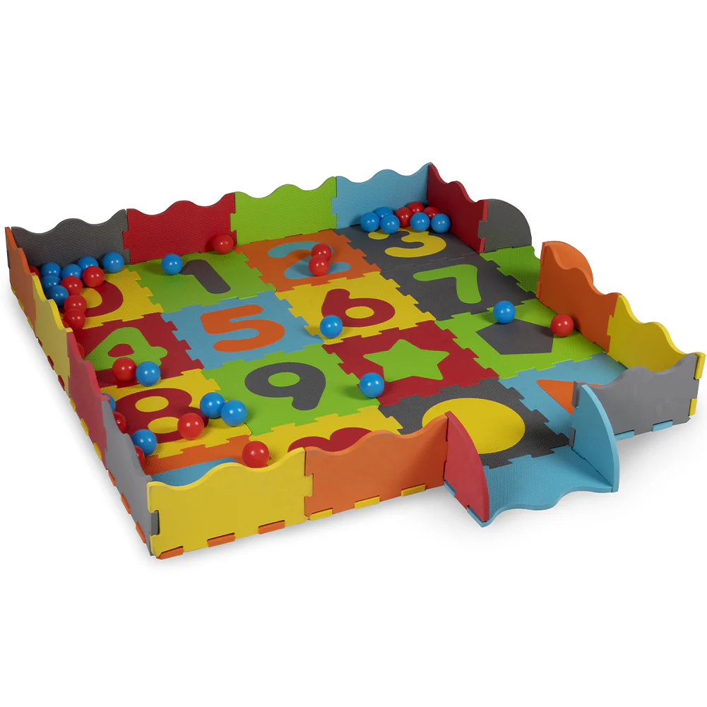 Tappeto Puzzle 3 in 1 in Gommapiuma per Bambini con 40 Palline e Custodia - immagine 4