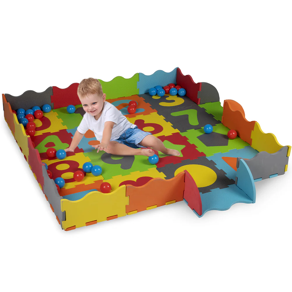 Tappeto Puzzle 3 in 1 in Gommapiuma per Bambini con 40 Palline e Custodia - immagine 3
