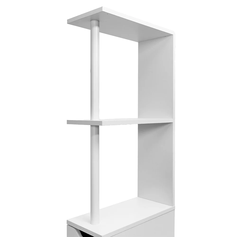 Mobile Colonna Bagno Salvaspazio Legno Mdf Bianco 3 Cassetti 2 Ripiani 136cm - immagine 3