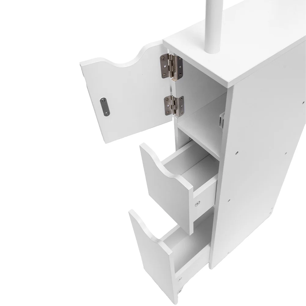 Mobile Colonna Bagno Salvaspazio Legno Mdf Bianco 3 Cassetti 2 Ripiani 136cm - immagine 7