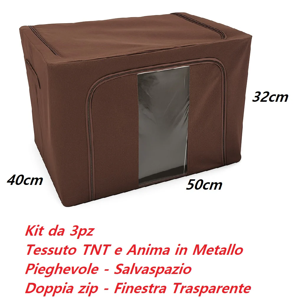 3 Scatole Pieghevoli per Armadio 50x40x32 con Struttura in Metallo e Tnt Resistente - immagine 5