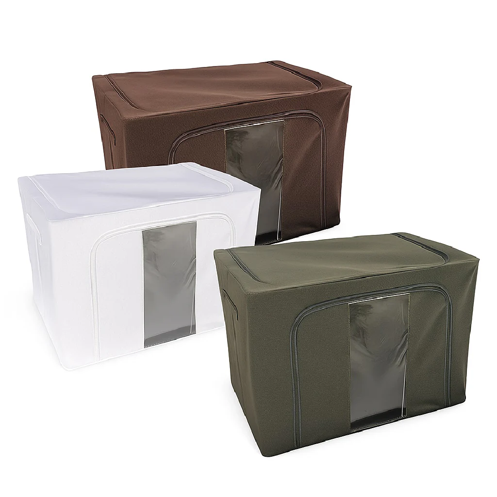 3 Scatole Pieghevoli per Armadio 50x40x32 con Struttura in Metallo e Tnt Resistente - immagine 2