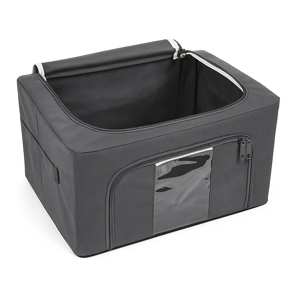 3 Scatole Pieghevoli per Armadio 50x40x32 con Struttura in Metallo e Tnt Resistente - immagine 7