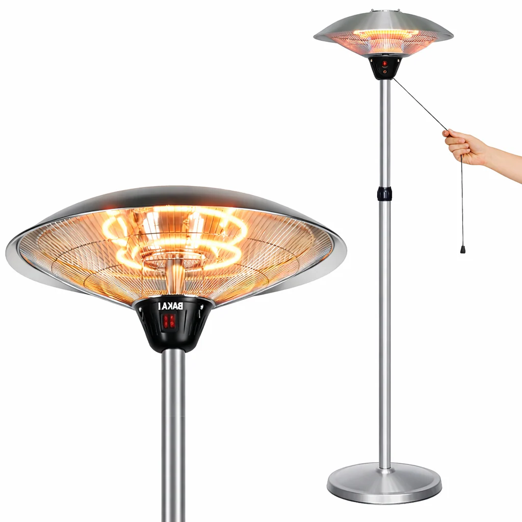 Stufa a Carbonio Patio Infrarossi Fungo Esterno 2000W Lampada Piantana IP34 - immagine 5
