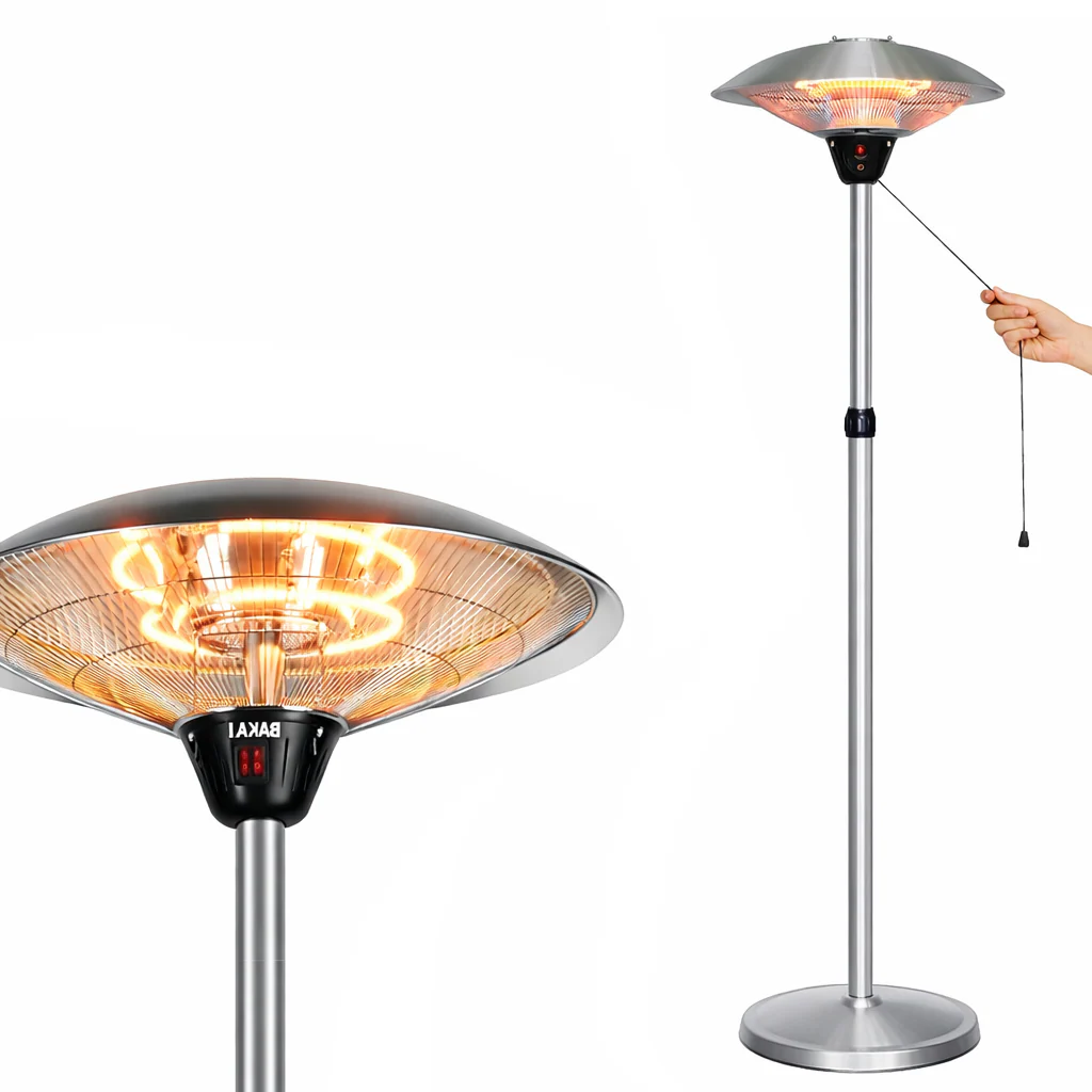 Stufa a Carbonio Patio Infrarossi Fungo Esterno 2000W Lampada Piantana IP34 - immagine 3
