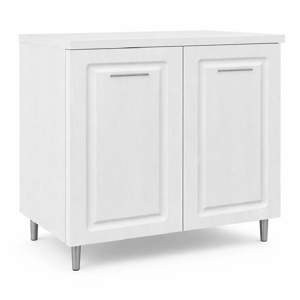 Mobile Cucina Base 2 Ante Componibile in Legno Bianco Frass. Classico 80x50 H85cm - immagine 4