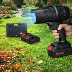 Soffiatore Foglie Cordless 48V Asciugatore Auto Alta Velocità con 2 Batterie e Valigetta