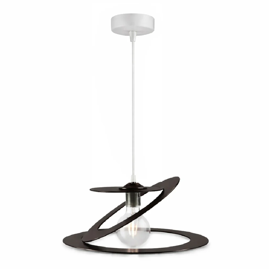 Lampadario Sospensione Metallo Taglio Laser 40 cm 1 luce E27 Marrone - immagine 2