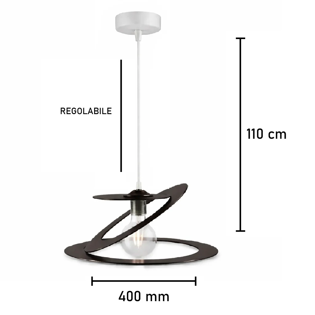 Lampadario Sospensione Metallo Taglio Laser 40 cm 1 luce E27 Marrone - immagine 3