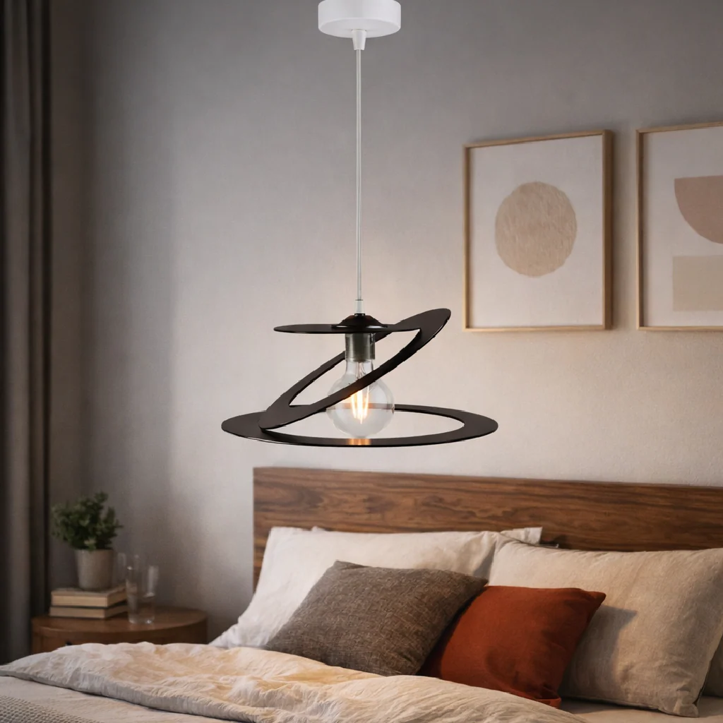 Lampadario Sospensione Metallo Taglio Laser 40 cm 1 luce E27 Marrone - immagine 6