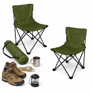 2 x Sedia Pieghevole Campeggio Salvaspazio con Borsa, Mare Giardino Pesca Verde