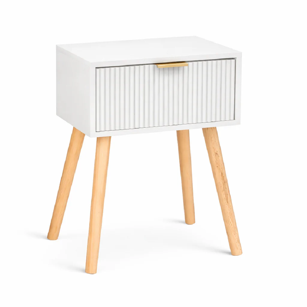 Tavolino Comodino Moderno in Legno 1 Cassetto 36x24 H52 cm Colore Bianco - immagine 5
