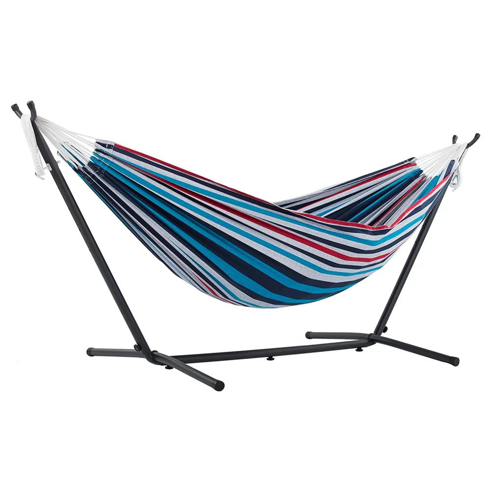 Amaca Brasiliana da Giardino con Supporto Metallo Giardino Campeggio Blu