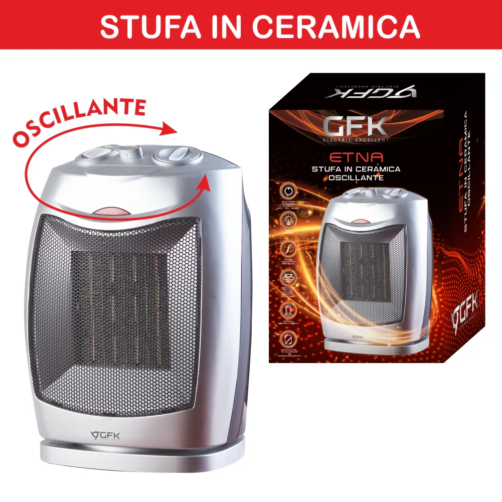 Stufa Caldo bagno in Ceramica Basso Consumo Riscaldatore Oscillante 1500W - immagine 5