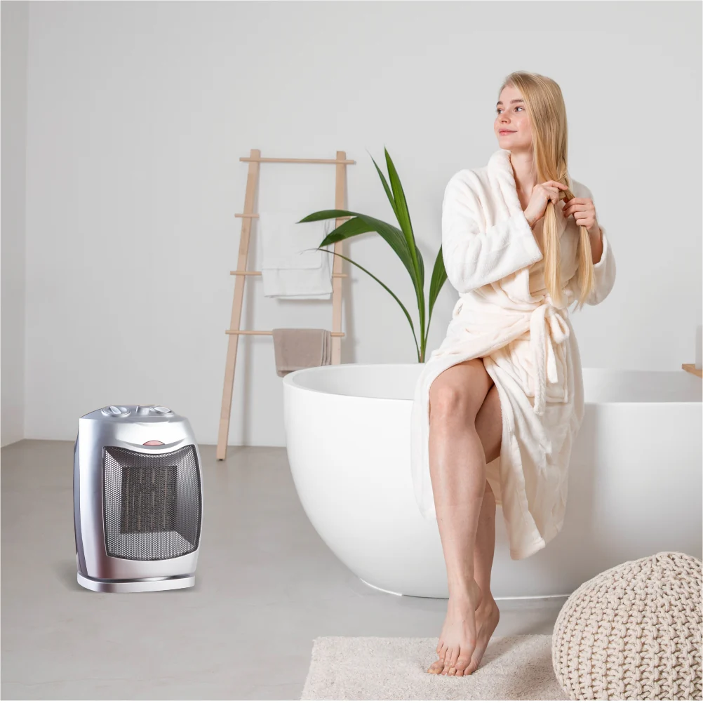 Stufa Caldo bagno in Ceramica Basso Consumo Riscaldatore Oscillante 1500W - immagine 3