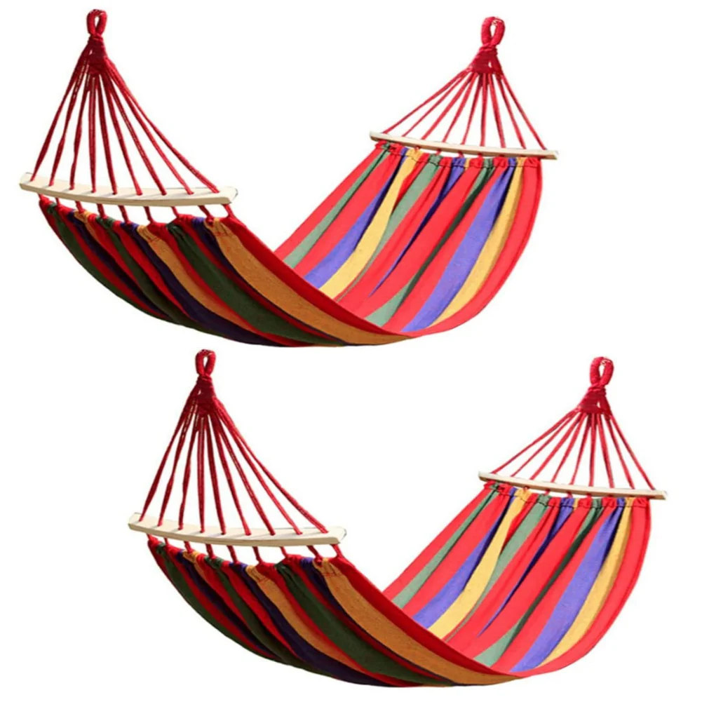 Amaca da Giardino Campeggio 2pz in Tessuto Asta in Legno e Borsa da viaggio Rosso - immagine 4