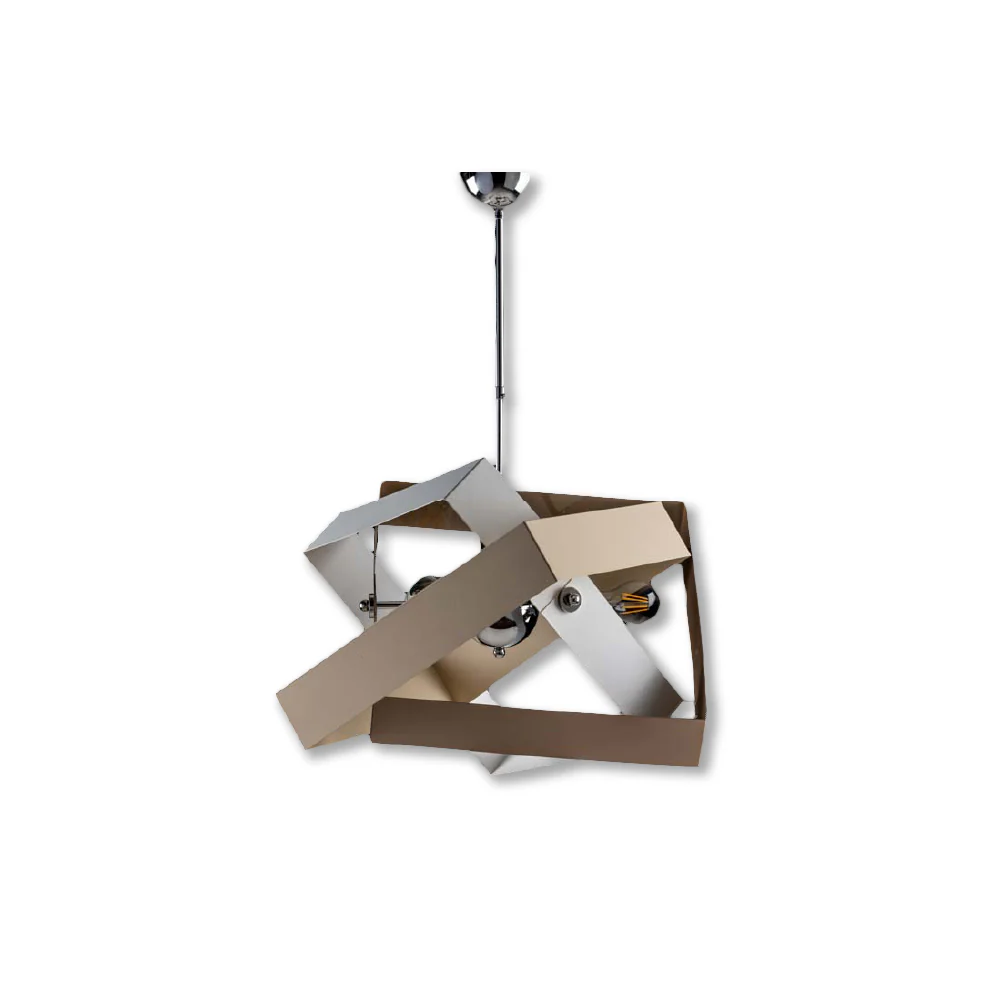 Lampadario Sospensione Metallo Verniciato Molly 3 Luci E27 Bianco/Tortora - immagine 2