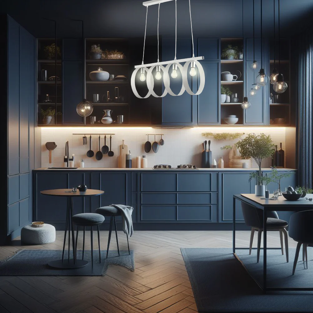 Lampadario Sospensione Metallo verniciato Barbara 4 Luci E27 Bianco/Cromo - immagine 7