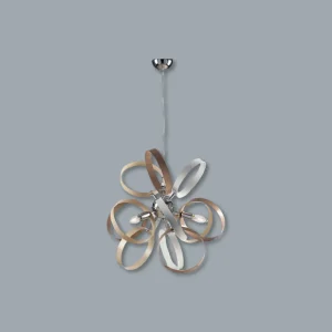 Lampadario Sospensione Metallo verniciato Bolle 3 Luci E14 Bianco/Tortora