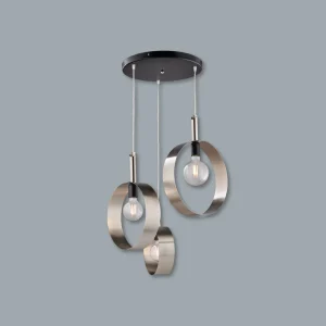 Lampadario Sospensione Metallo verniciato Stefy 3 Luci E27 Cromo/Satinato