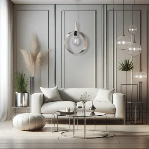 Lampadario Sospensione Metallo Verniciato Stefy  1 Luce E27 Cromo/Satinato