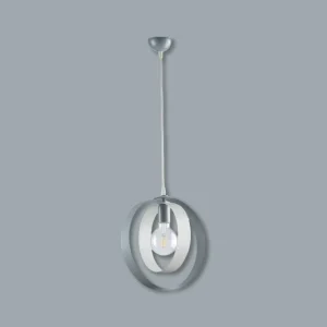 Lampadario Sospensione 1luce Metallo Verniciato Lavorato a Mano Bianco Cromo