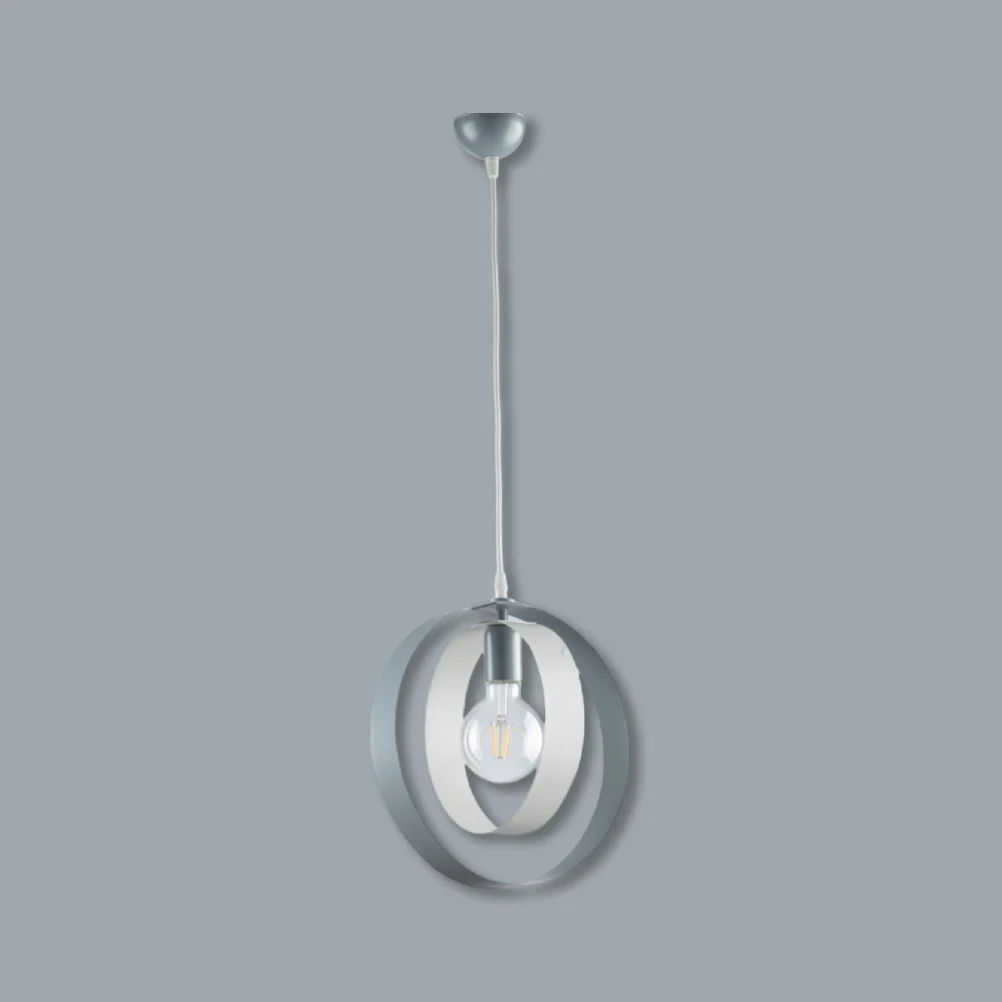 Lampadario Sospensione 1luce Metallo Verniciato Lavorato a Mano Bianco Cromo