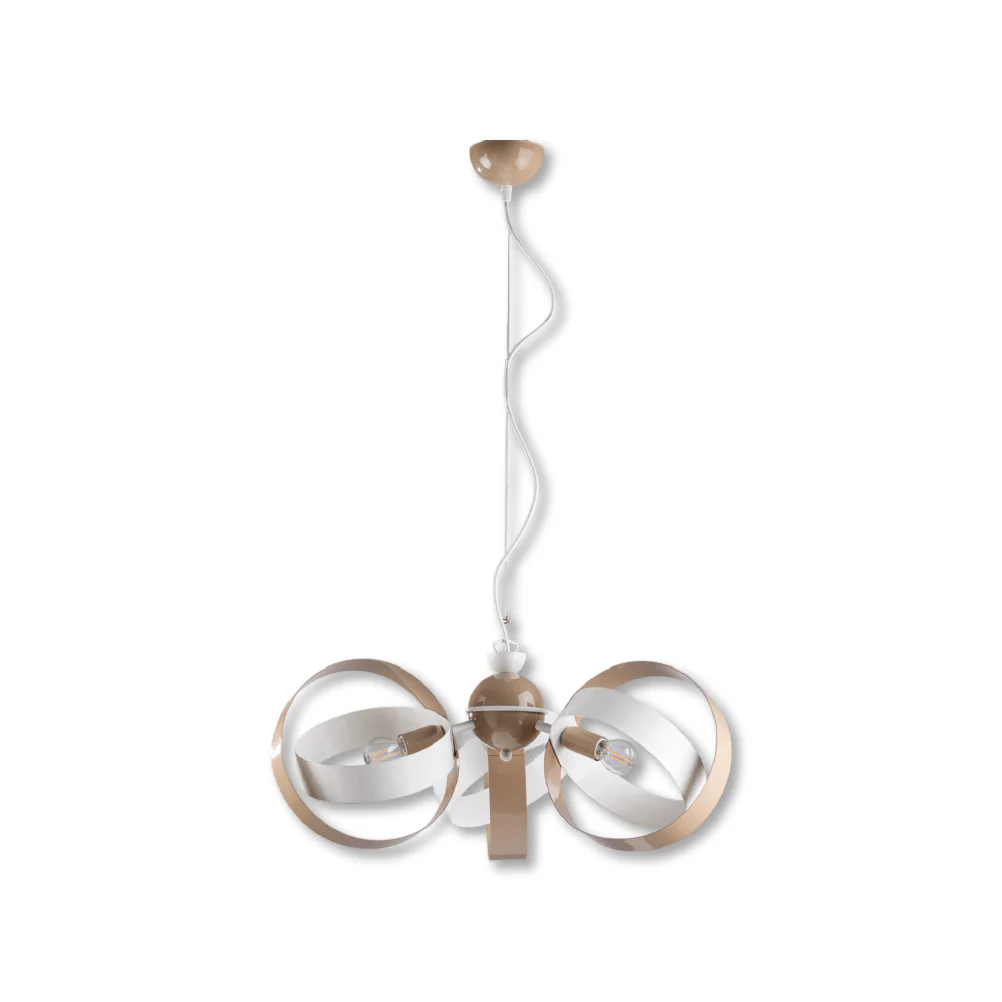 Lampadario Sospensione Metallo Verniciato Forma Astratta 3 luci E14 Valeria BiancoTortora