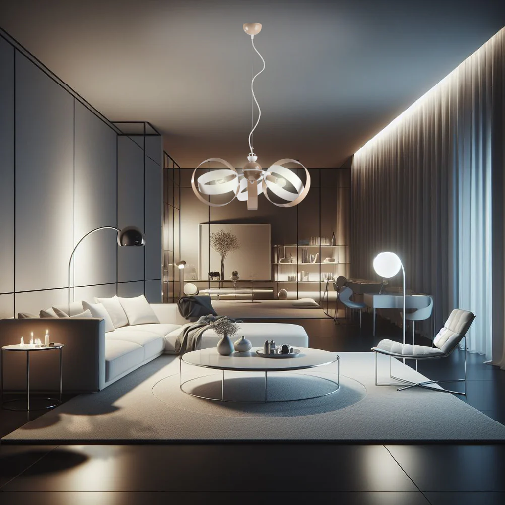 Lampadario Sospensione Metallo Verniciato Forma Astratta 3 luci E14 Valeria BiancoTortora - immagine 6