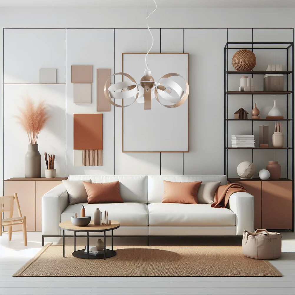 Lampadario Sospensione Metallo Verniciato Forma Astratta 3 luci E14 Valeria BiancoTortora - immagine 3